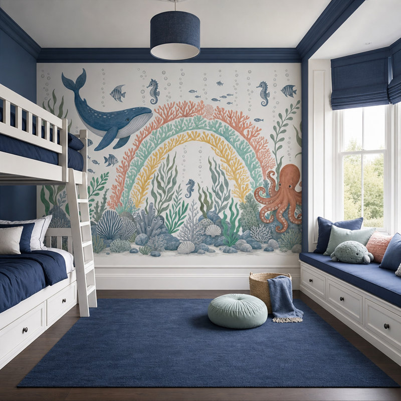 Papier peint blanc avec fond mural amovible sous l'eau, 120 po x 96 po, Non tissé