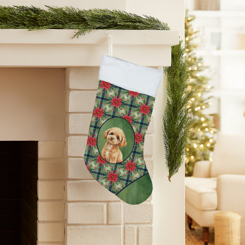 Jouet bas de Noël caniche abricot
