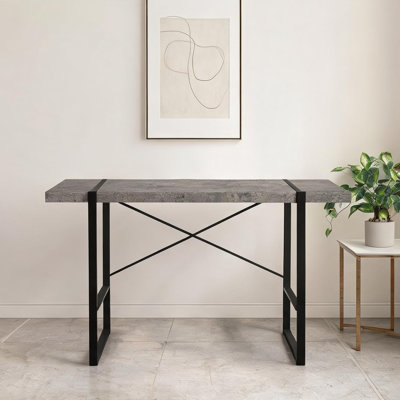 Computer Desk 49 L Slate Gray Particle Board Workstation with X-Cross Steel Legs for Home Office