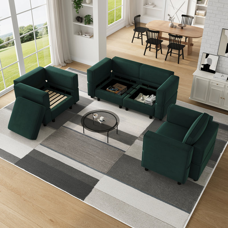 Ensemble de canapé modulaire rembourré avec rangement