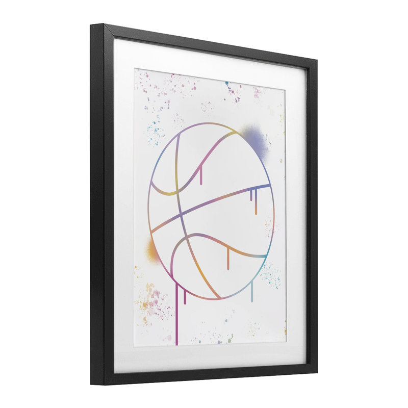 «Graffiti Basketball Drip», impression par Marcus Prime, Cadre noir minuit, H 16 po x l 13 po