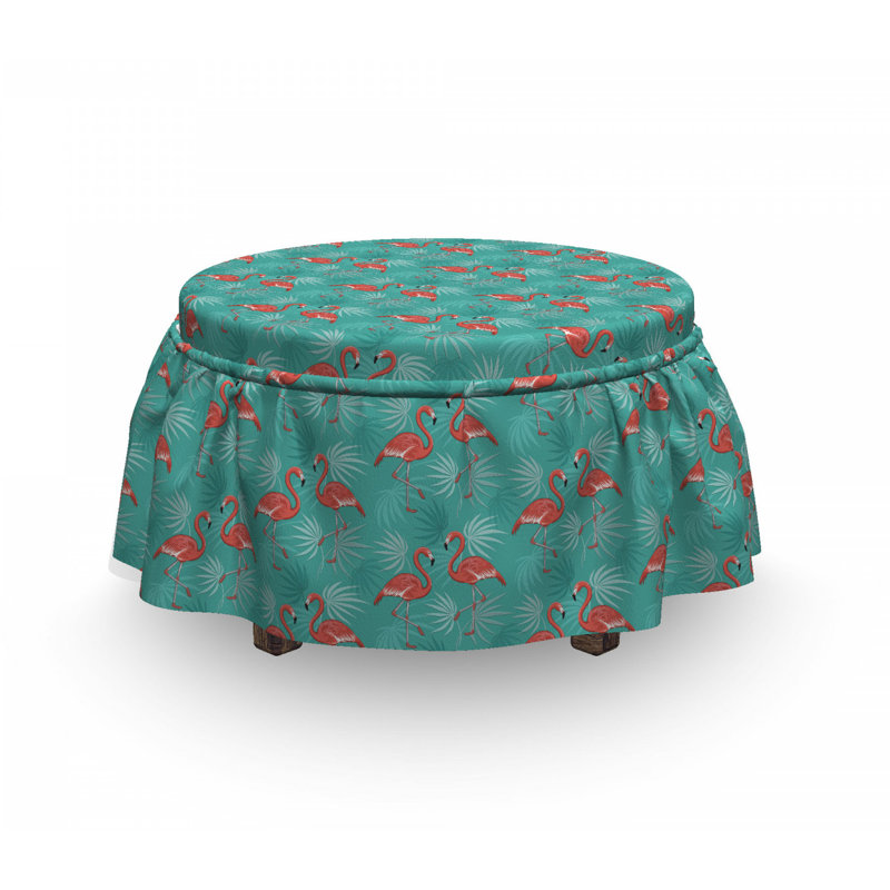 Housse pour repose-pieds de feuillage exotique oiseaux