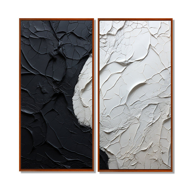Minimalisme noir et blanc, coin de peinture - impressions côtières bleues sur toile, H 32 po x l 32 po, Brun