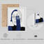 Bleu, sérénité, ligne abstraite en bleu et blanc, illustrations, art moderne, petit décor-102709844