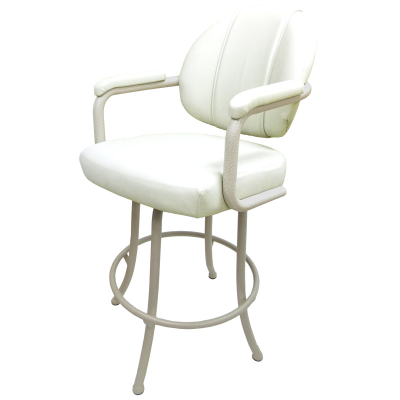 Comptoir pivotant, bar et très grand tabouret Ansara, Beige, Blanc, Tabouret de comptoir (siège d'une hauteur de 26 p