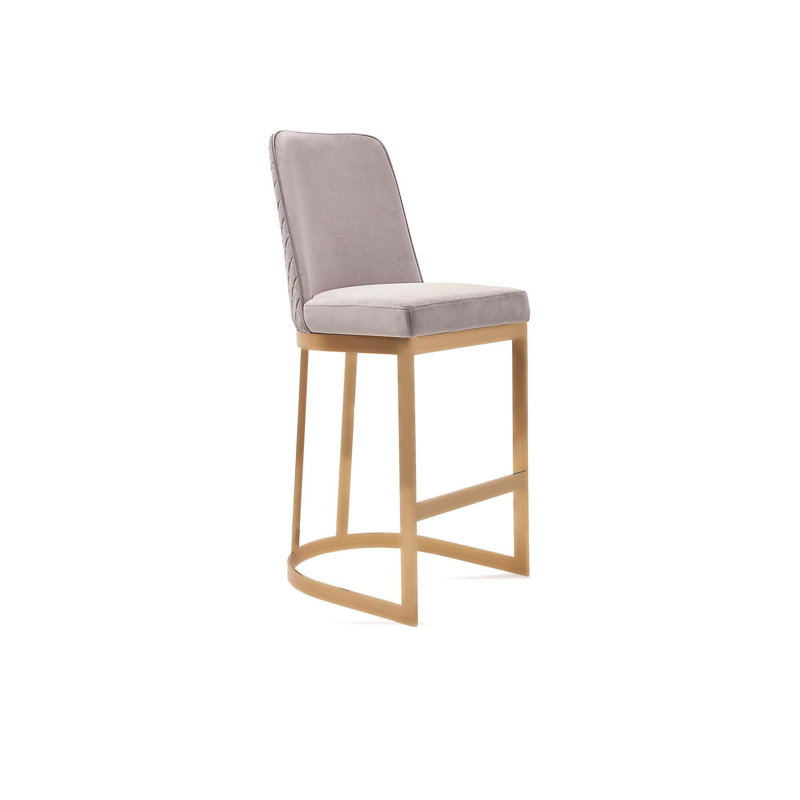 Tabouret de bar, Tabouret de comptoir (siège d'une hauteur de 27 p, Gris / cadre doré