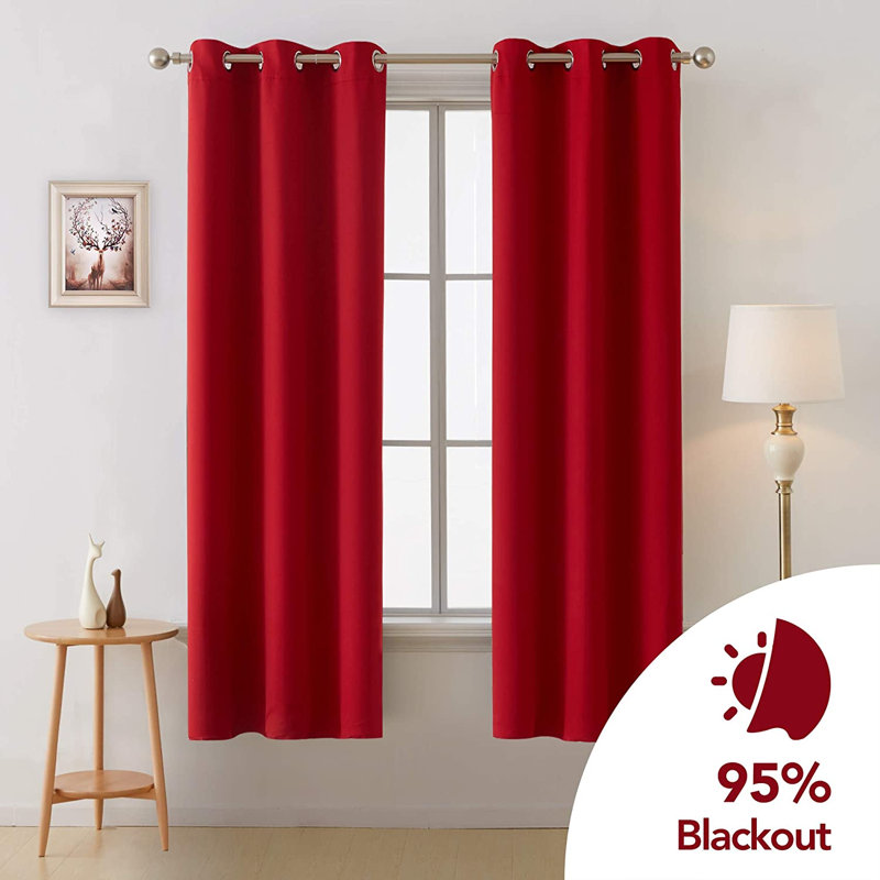 Frome Room Darkening Curtain Pair, 38" W x 72" L, Red