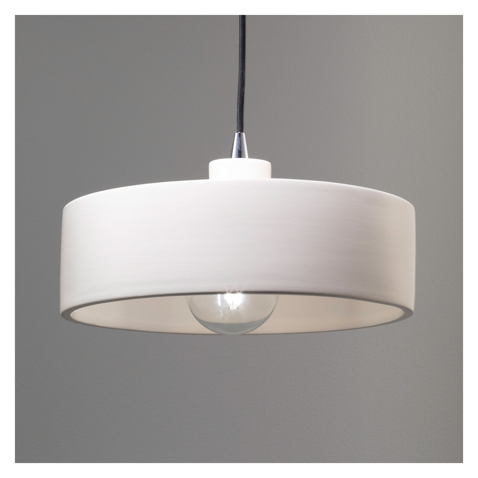 Colgate Single Light Ceramic Dimmable Pendant, Bisque, Polished Chrome
