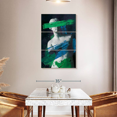 Venus De Milo Blue Green Paint Stroke Portrait