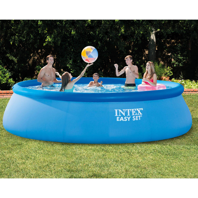 Intex 15' x 42" Easy Set Portable Inflatable Swimming Pool, Blue + Maintenance Kit