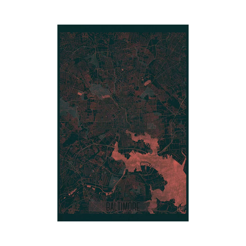 Baltimore Infrared Urban Blueprint Map by Hubert Roguski - Wrapped Canvas Gallery-Wrapped Canvas Giclée
