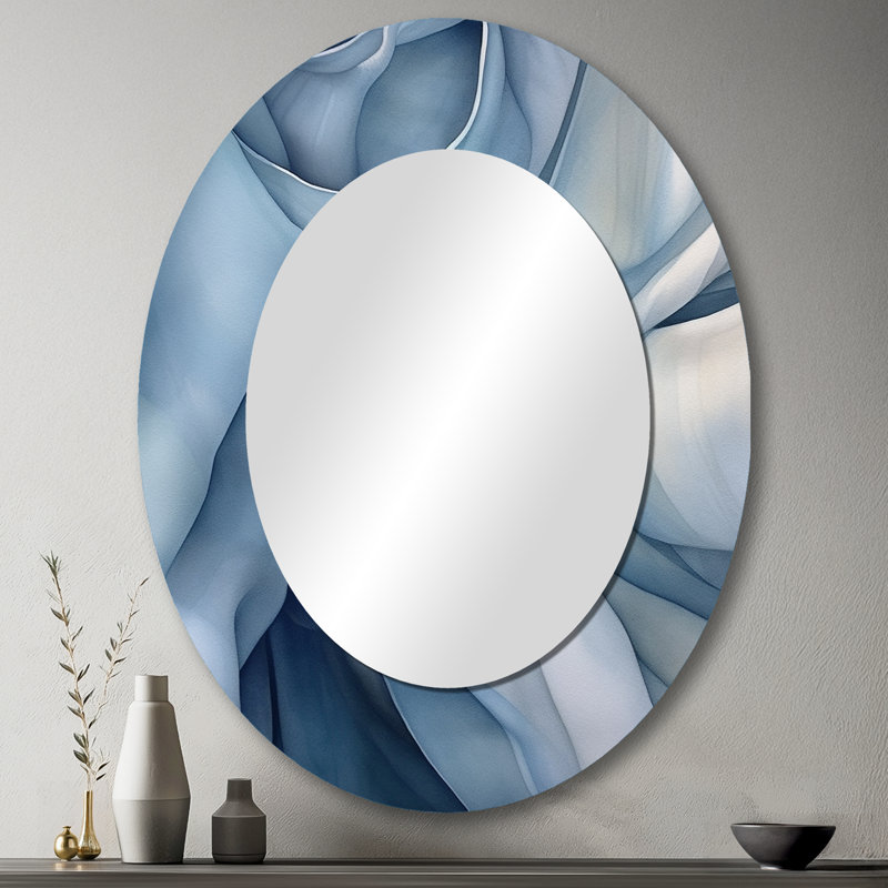 Essence Of Simplicity I - Miroir décoratif ovale abstrait sur métal, 43 po x 33 po
