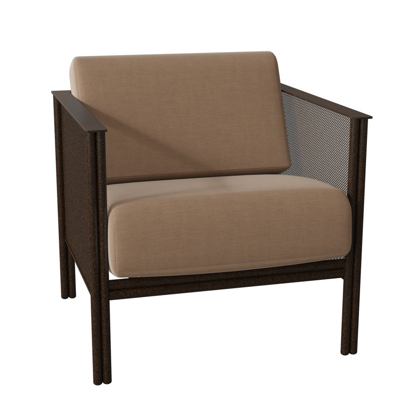 Fauteuil de patio Jax, Toile Sunbrella® beige chiné, Brun châtaigne