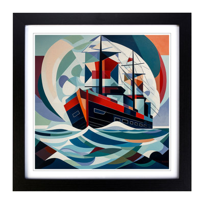 Ship On The Ocean Constructivism No.3 - Single Picture Frame Print on Wood