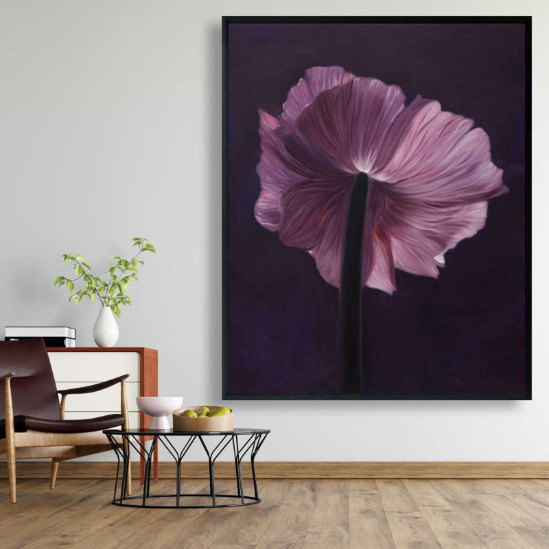 Pétales mauves - Toile romantique encadrée mauve