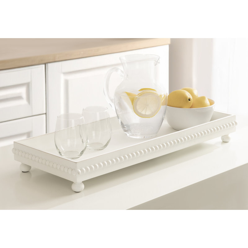 Beaded Serving Tray with Feet