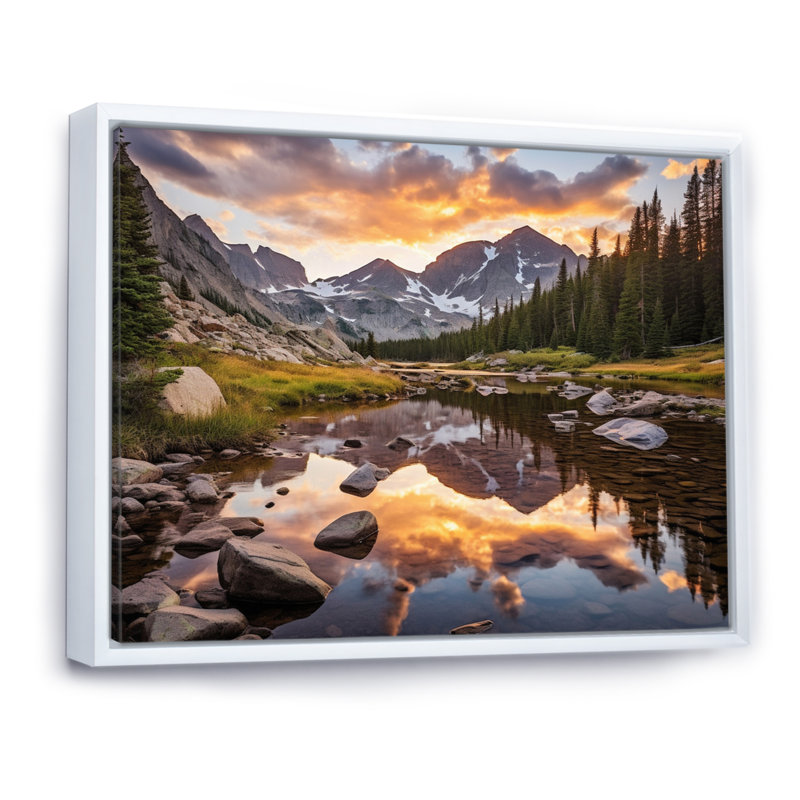 Colorado Mountain Senerity III - Colorado, art mural, H 24 po x l 32 po, Reproduction avec cadre flottant, Blanc