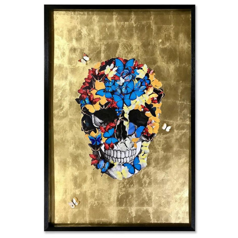 " Skull Butterfly Golden Background Shadow " by Ansel Adams