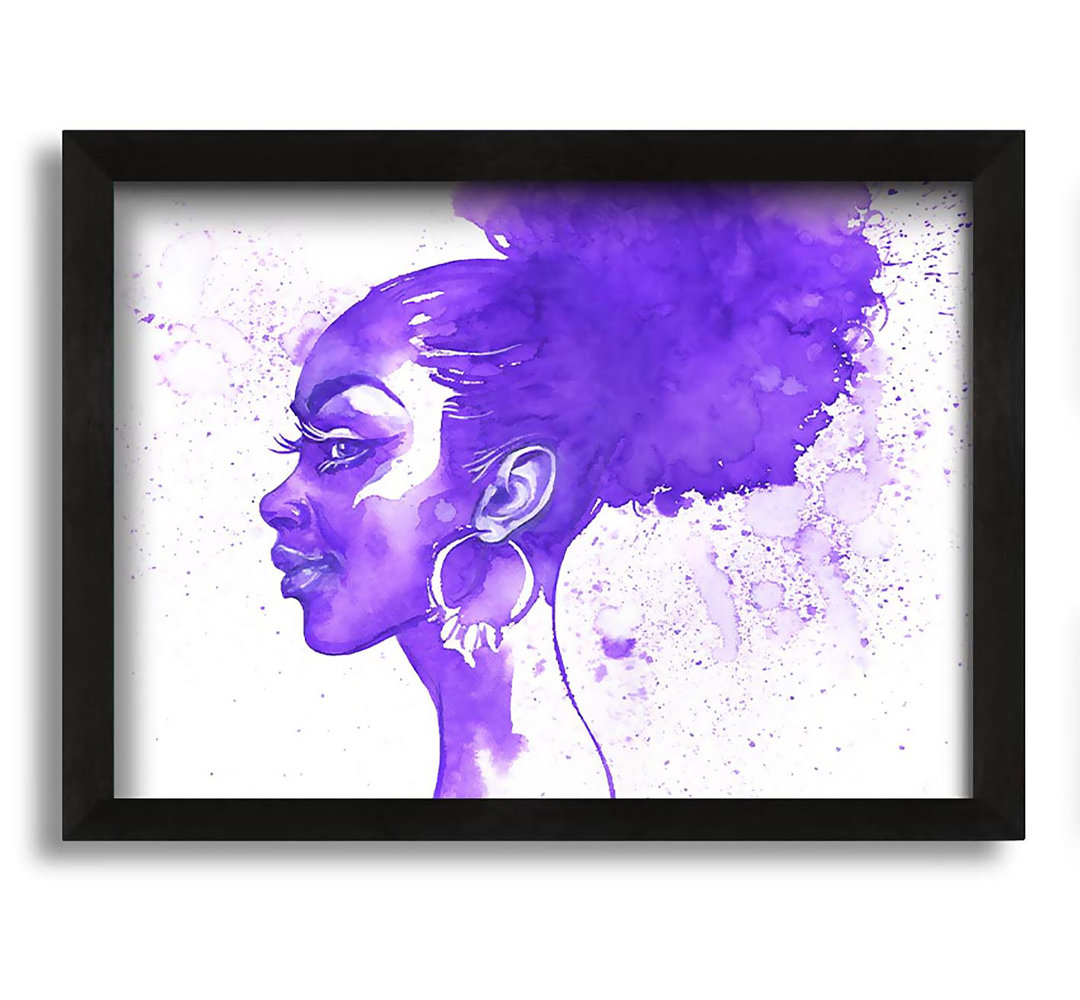 Gerahmtes Leinwandbild Purple Ink Drawing Face