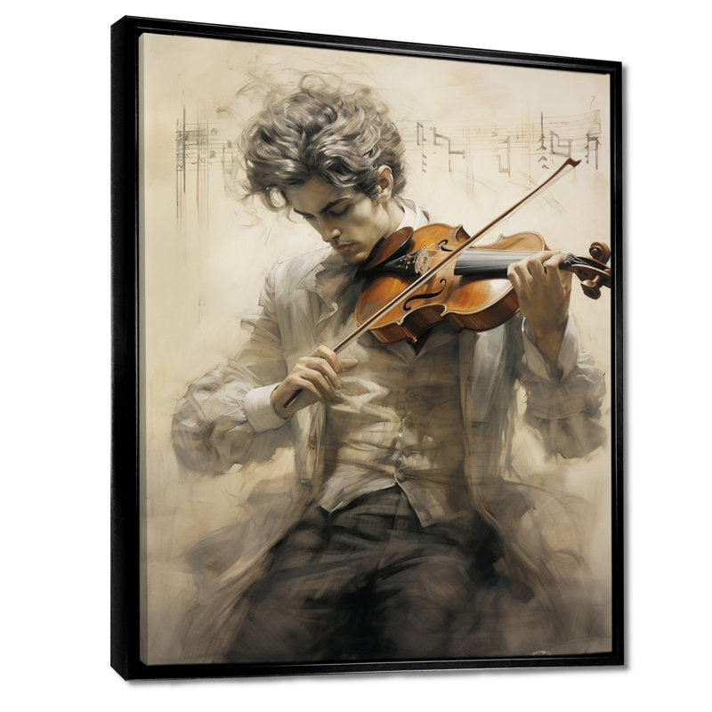 Souvenirs historiques des joueurs de violon I - décor d'art mural de musicien, Toile avec cadre flottant noir