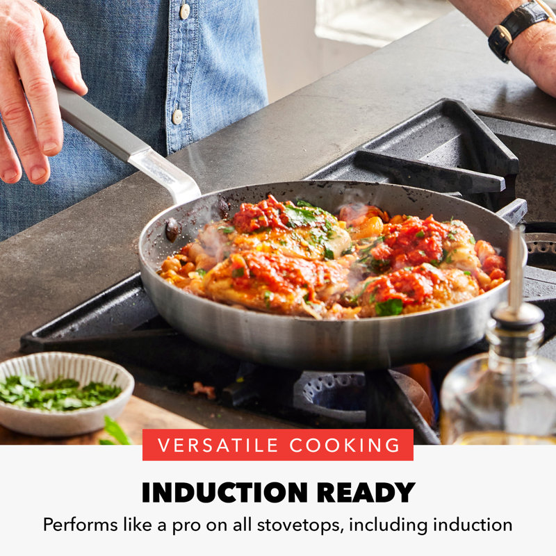 Bobby Flay by GreenPan PFAS-Free Nonstick Stainless Steel 12” Frypan with Lid