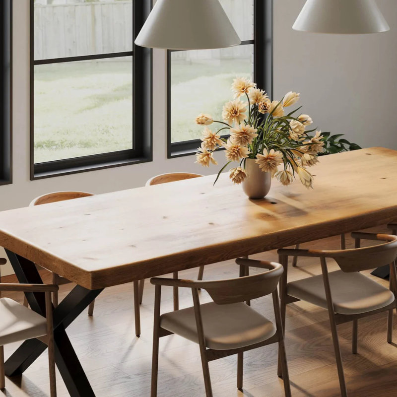Chunky Rustic Dining Table Chunky X Legs, 78cm H x 120cm W x 120cm D