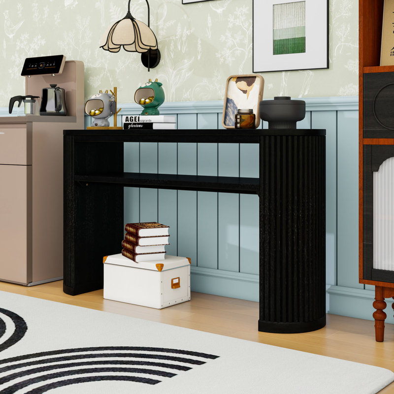 Farmhouse Console Table with Open Shelf, Black