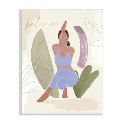 «Balance Typographie Fitness Yoga Pose Botanical Motif» par Victoria Barnes