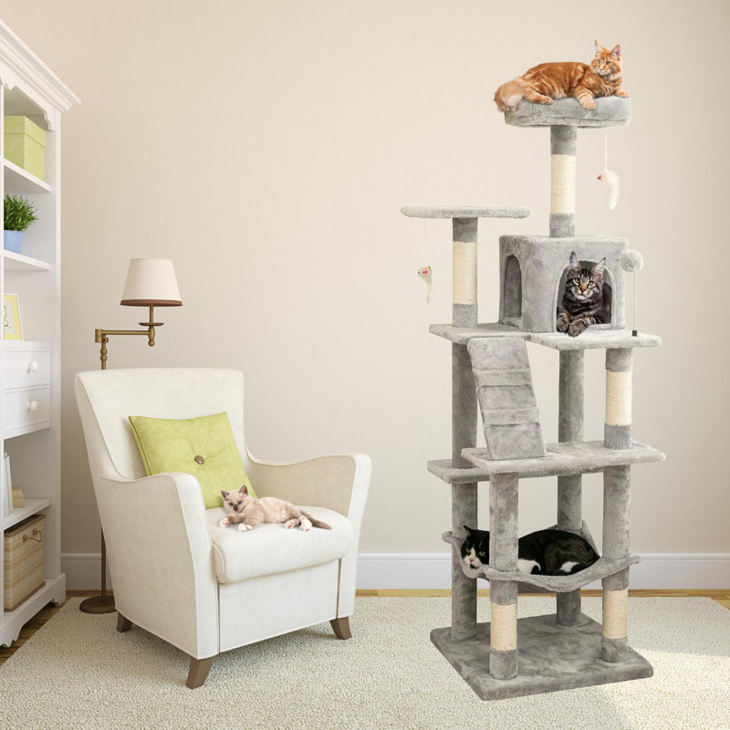 Arbre à chat 63,8 po Eethan, Gris clair