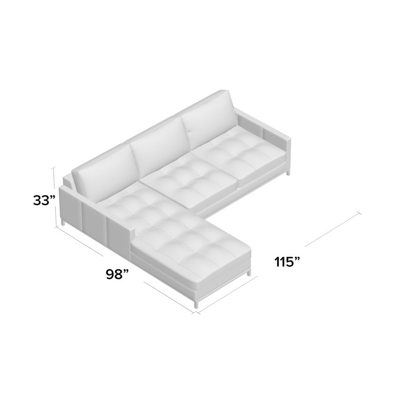 Canapé et méridienne en cuir véritable de 92 po de largeur Corniche, Cuir véritable blanc polaire