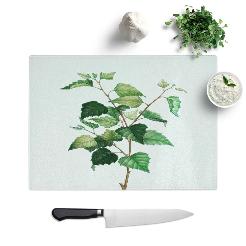 Tempered Glass Birch Tree Branch by Pierre-Joseph Redoute Chopping Board, 39 cm W x 28.5 cm L