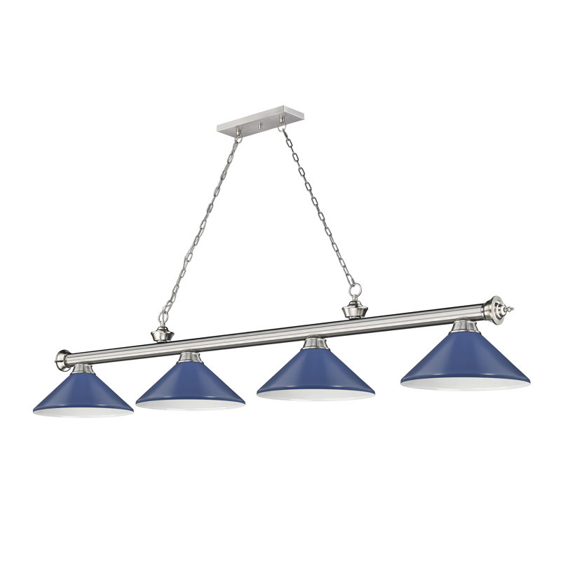 Billard 4 lumières Annaleisa, Bleu marine, Nickel brossé