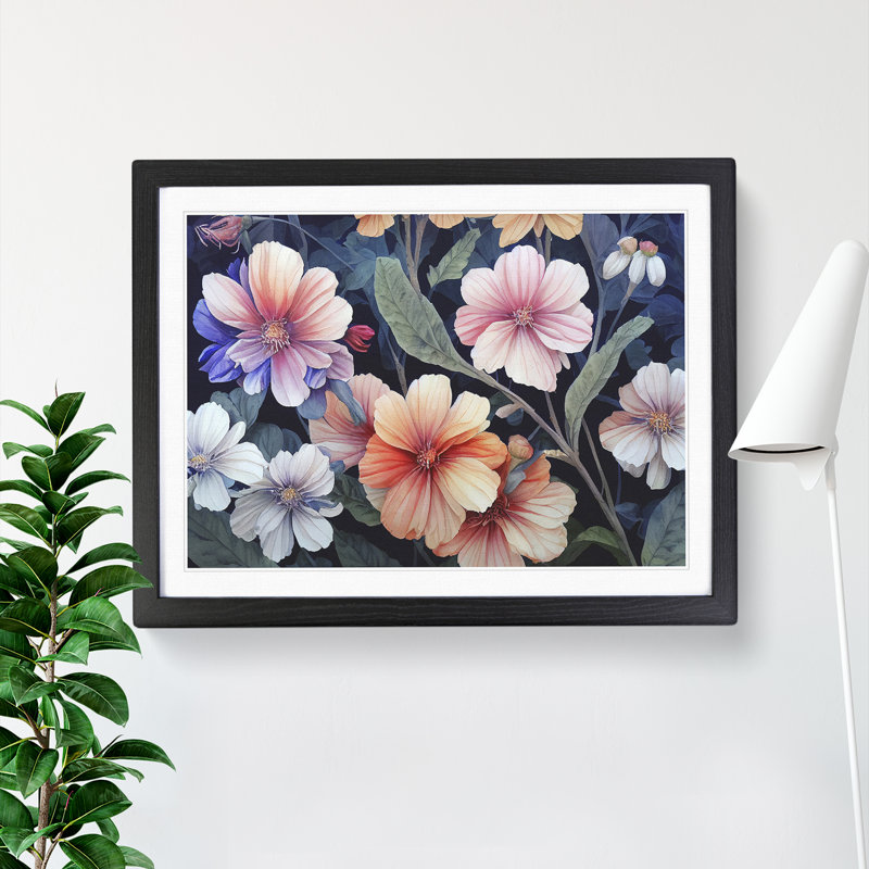 Extraordinary Flowers - Single Picture Frame Painting, 46cm H x 64cm W x 2cm D, Black