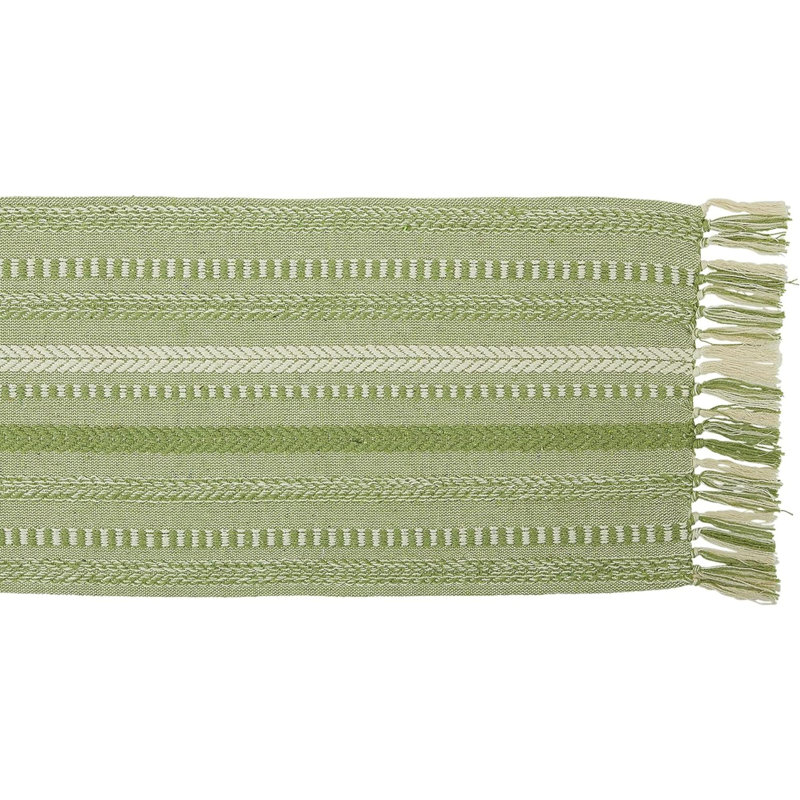 Elco Striped Table Runner, Green, 15" x 113""