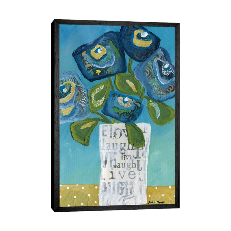 Live Laugh Love In A Vase by Jamie Morath - Print on Canvas, 66.04 cm H x 45.72 cm W, Black Framed