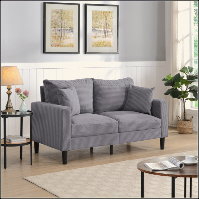 Canapé moderne à 2 places avec structure en bois et coussin à haute résilience, petit canapé peu encombrant pour le salon, la chambre à coucher et un appartement
