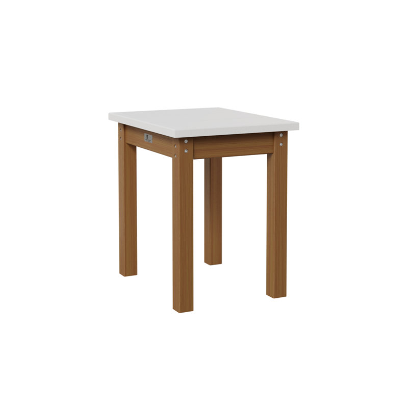 Berlin Gardens Economy End Table, White, Natural Teak