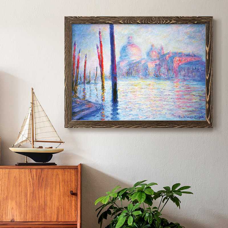 Canal Grand, peinture sur toile encadrée, Noyer, H 26 po x l 38 po x P 1,5 po
