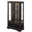 Armoire ajustable en verre avec tiroir encastré à DEL et tiroir spacieux, noir, pour objets de collection.