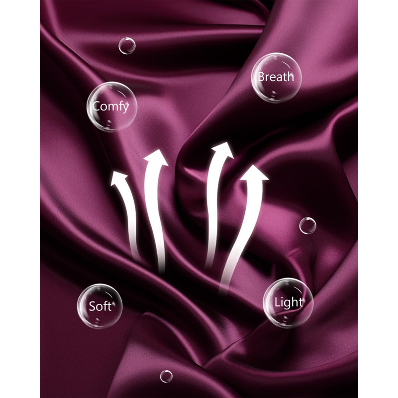 Renta Satin Above Knee Bathrobe, S, Purple