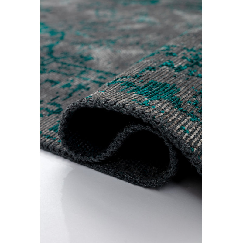 Rapture Teal/Gray Oriental Luxury Area Rug, Rectangle 7'10" x 11'2"