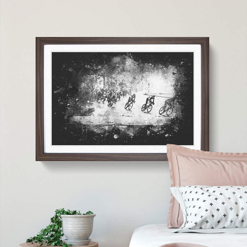 Tour de France Cycling - Picture Frame Graphic Art Print, 45cm H x 63cm W x 2cm D, Walnut Framed