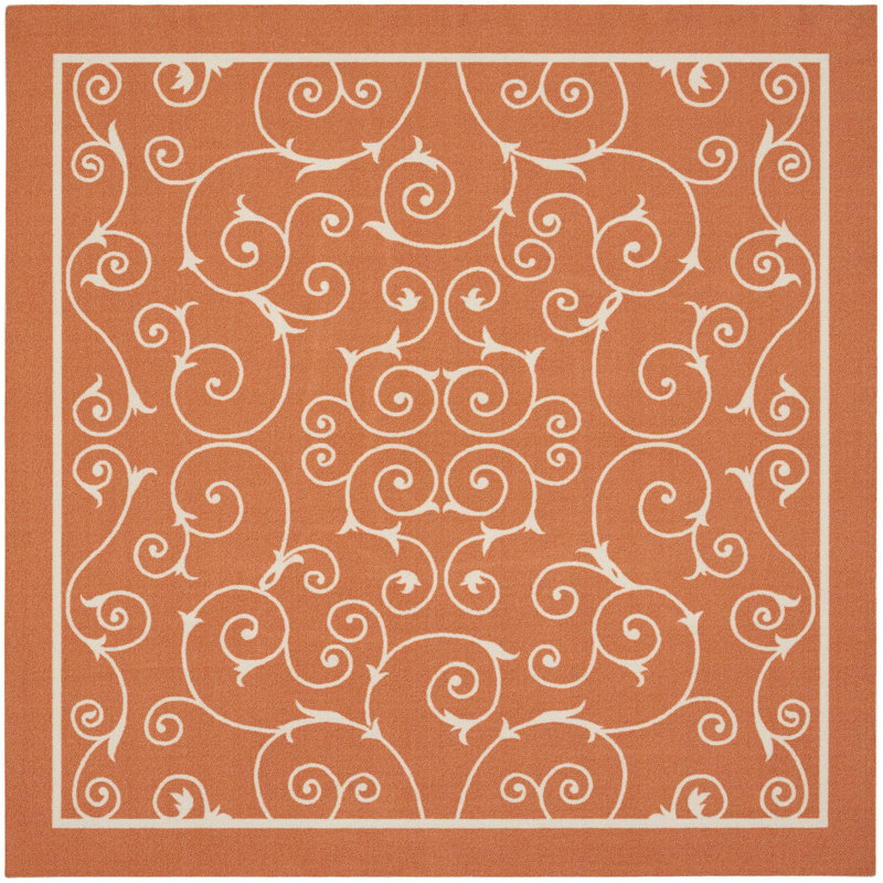 Tapis orange moderne Dian, Carré 5 pi 3 po