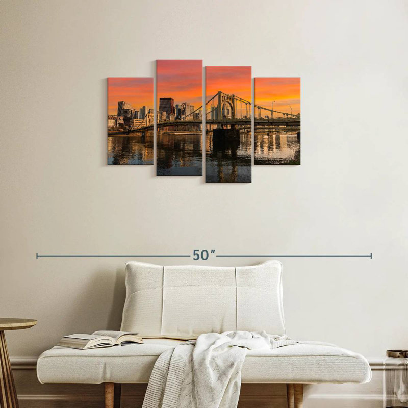 Nicci Urban Pittsburgh Sunset Skyline, 22" H x 36" W
