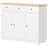 Sideboard Solid Wood Countertop, Kitchen Storage Cabinet, Coffee Bar Cabinet With 3-Drawers, Doors, And Adjustable Shelf, White-1937007286