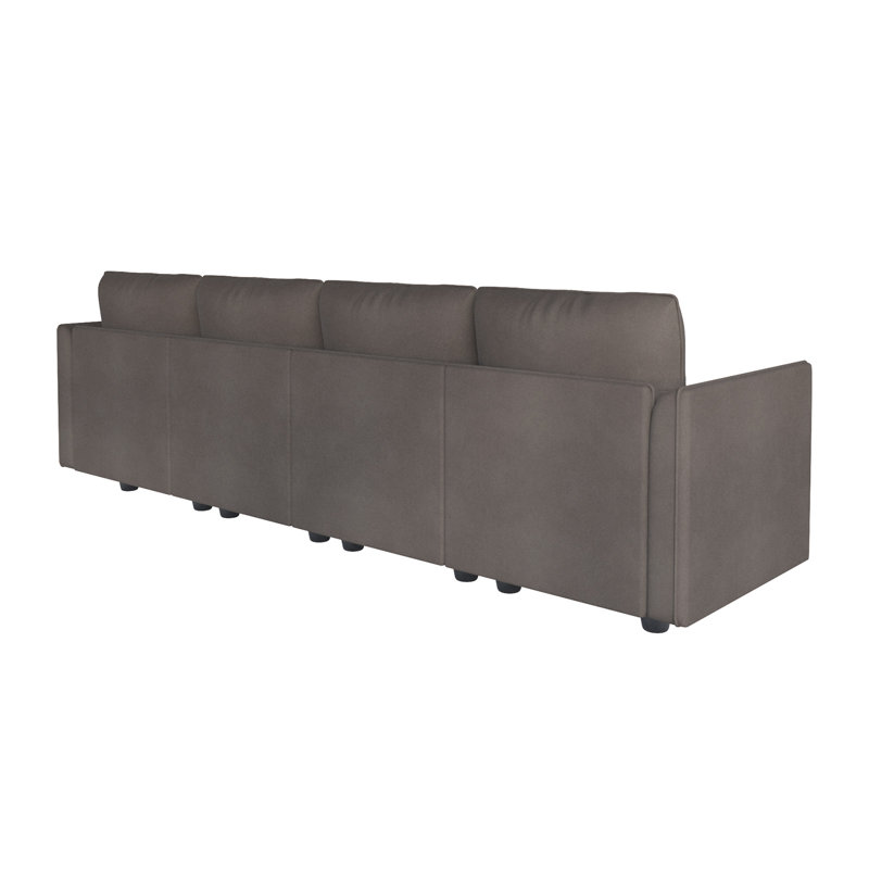 Tomario Fabric Storage Ottoman, Brown Faux Leather