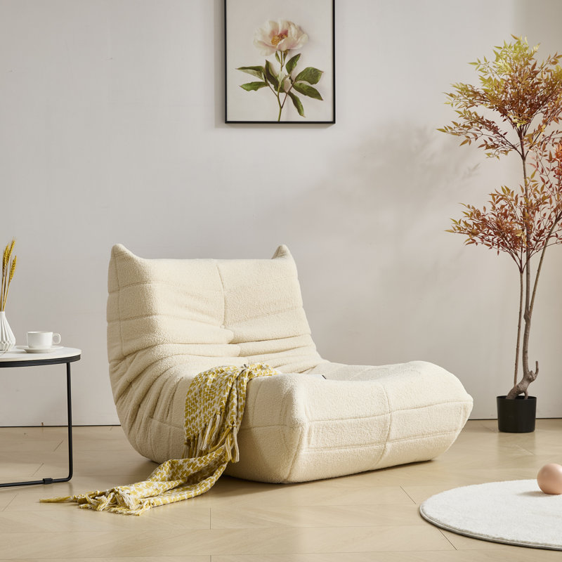 Fauteuil à billes et chaise longue Teddy, Blanc