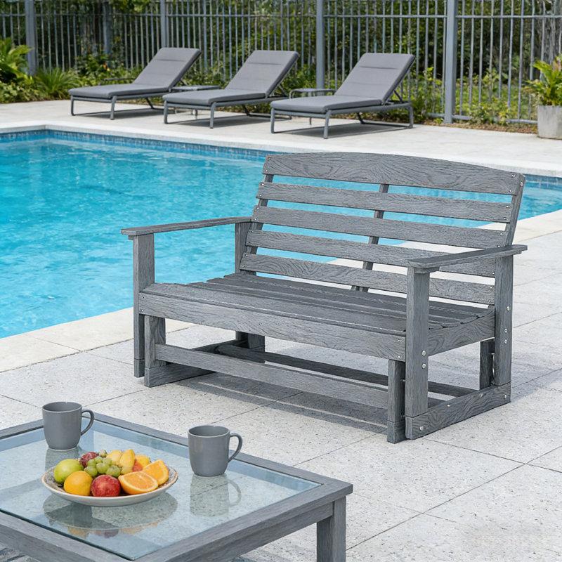 Loveseat, Patio Glider Bench,Comfortable Outdoor Bench, Gray