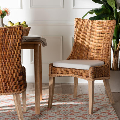 Chaise de salle à manger en rotin naturel avec coussin Bali - Pari Derris Bali