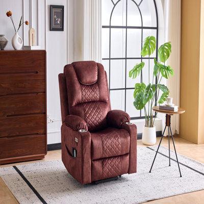 Fauteuil de massage inclinable surdimensionné pour personnes âgées, positions infinies, moteur simple, porte-gobelets, ports USB et Type-C, siège de cinéma maison en polyester